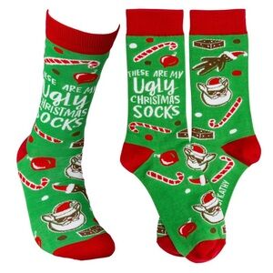 Primitives by Kathy These Are My Ugly Christmas Socks Holiday Red Green NWOT New